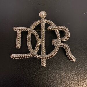 Silver and Pearl Dior Brooch